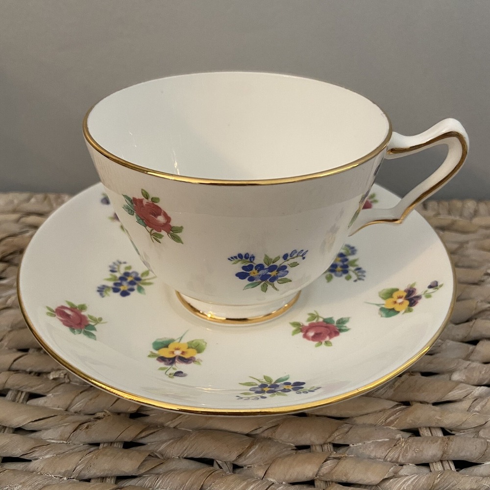 Royal Victoria Fine Bone China Tea Cup and Saucer‎ Floral Staffordshire 2 Piece